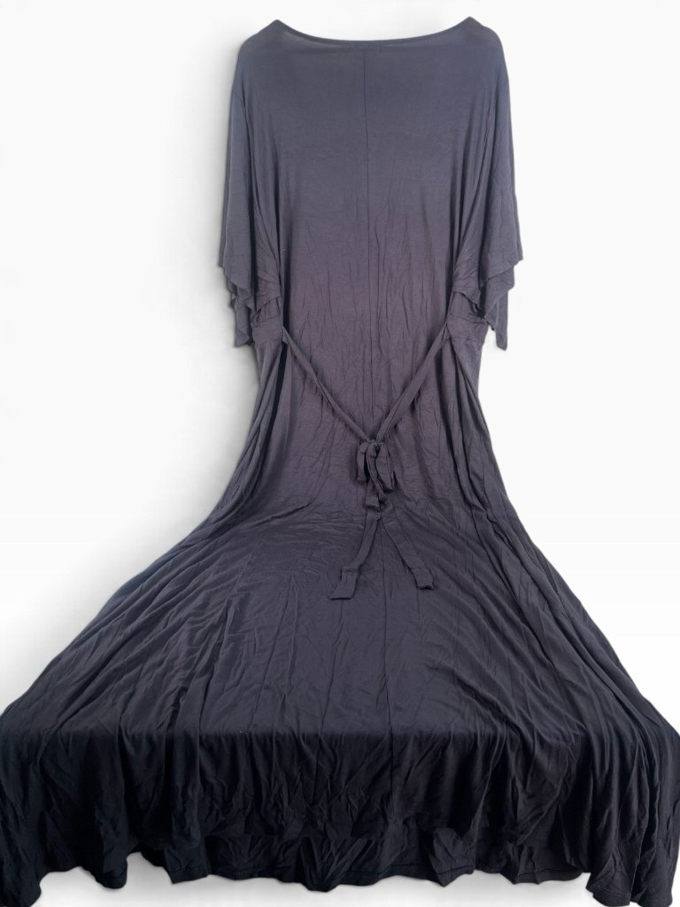 Swak Maxi Dress Kimono Sleeve Stretch Grey Usa Made Solid 4xl V Neck — image 4 of 6